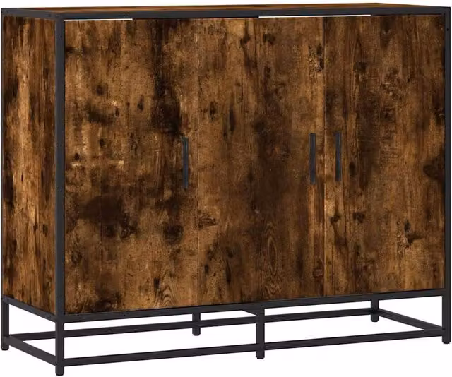 Berkfield Home Smoked Oak Sideboard in Brown, W/D/H: 94 x 35 x 76 cm