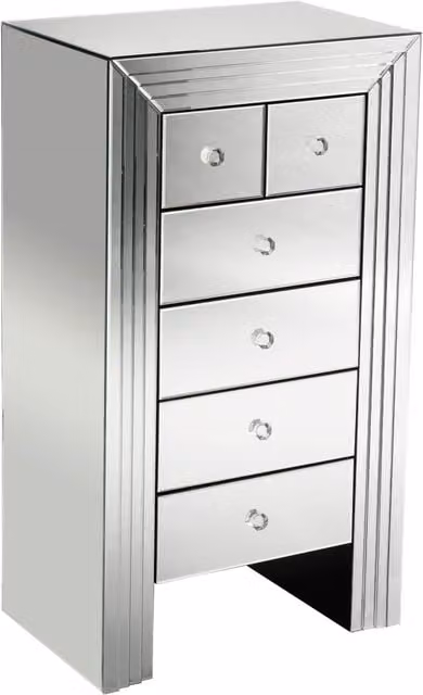 Orsina 6 Drawer Mirrored Chest in Silver