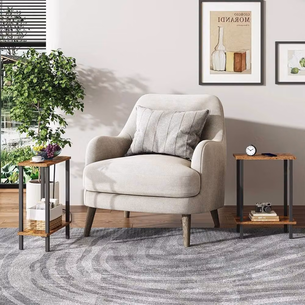 FORGEVIO Small Brown Industrial Side Table, W/D/H: 20 x 40 x 55 cm – 4