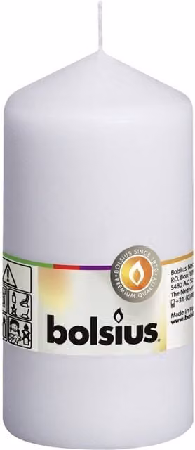 Bolsius White Rustic Pillar Wax Candles, 2 Pack, H 13.0 cm x W 6.8 cm x D 6.8 cm