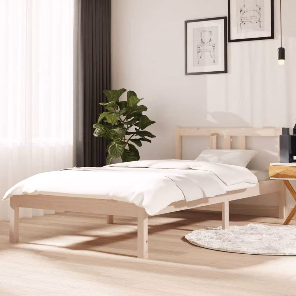 Berkfield Home Beautiful Single Bed Frame in Solid Pine Wood, Brown, W/D/H: 90 x 190 cm – 2
