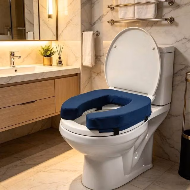 EONLION U-Shape Padded Raised Toilet Seat Cushion in Blue