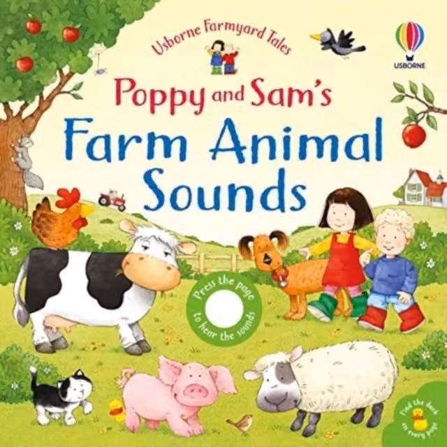 Sam Taplin Poppy and Sams Farm Animal Sounds Board Book in Yellow and Multicolour