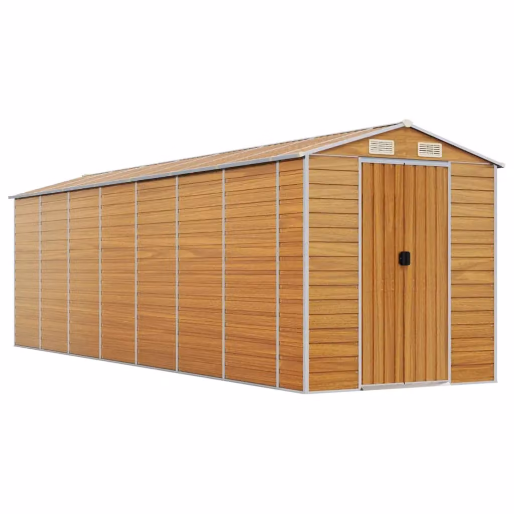 Berkfield Home Garden Shed in Brown Galvanised Steel, W/D/H: 640 x 191 x 198 cm – 2