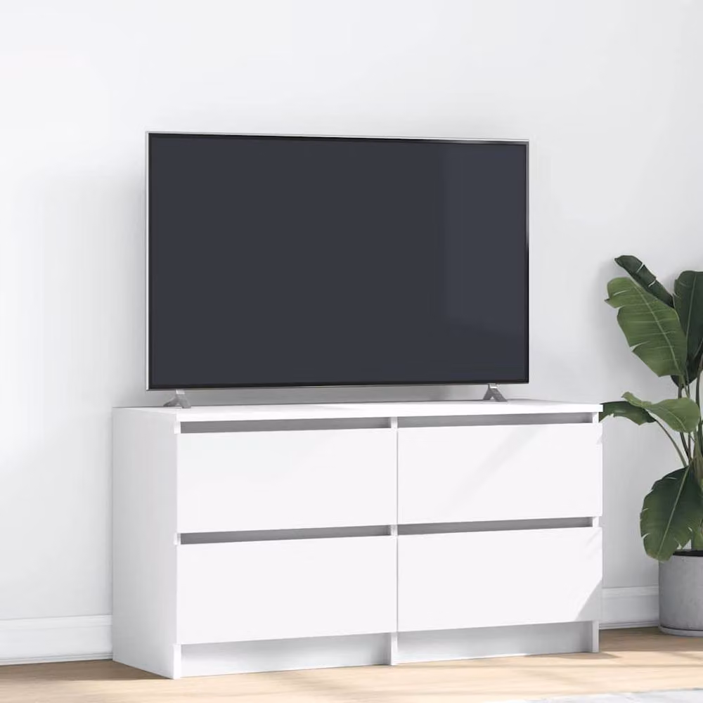 Berkfield Home White TV Cabinet in Engineered Wood W/D/H: 100 x 35 x 54 cm – 2