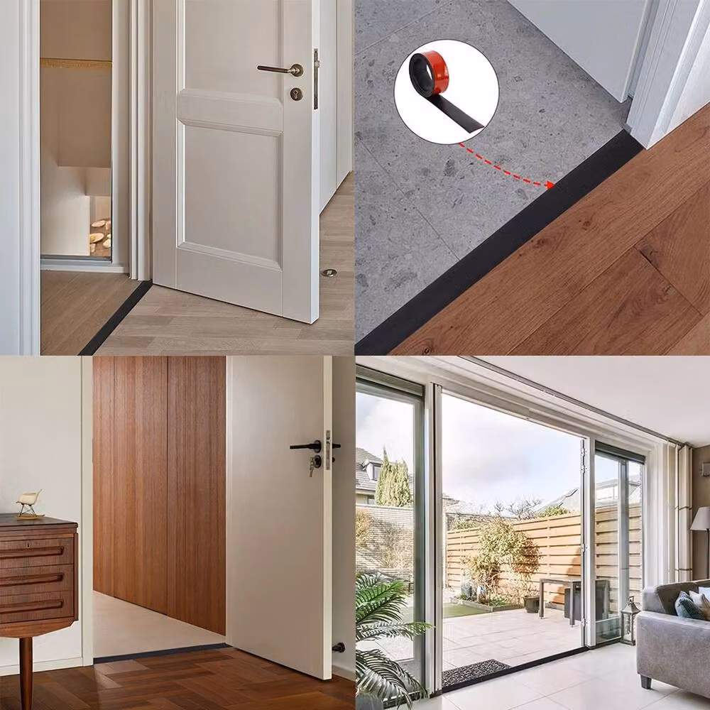FLAVORA Black Self-Adhesive Smooth Floor Transition Strip and Door Threshold, W: 52 cm, L: 1000 cm – 4