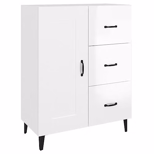 vidaXL Modern Glossy White Sideboard in Engineered Wood W/D/H: 69.5 x 34 x 90 cm