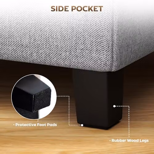 HOMCOM Small Square Fabric Ottoman Footstool in Grey, W/D/H: 35 x 35 x 35 cm – 4