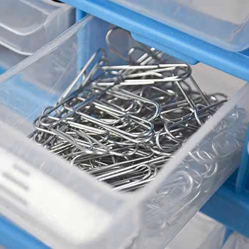 TekBox DIY Storage Organiser Unit with 18 Large Blue Plastic Drawers – 4