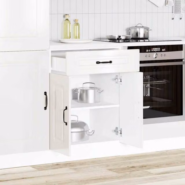 Berkfield Home Kalmar High Gloss White Kitchen Base Cabinet in MDF