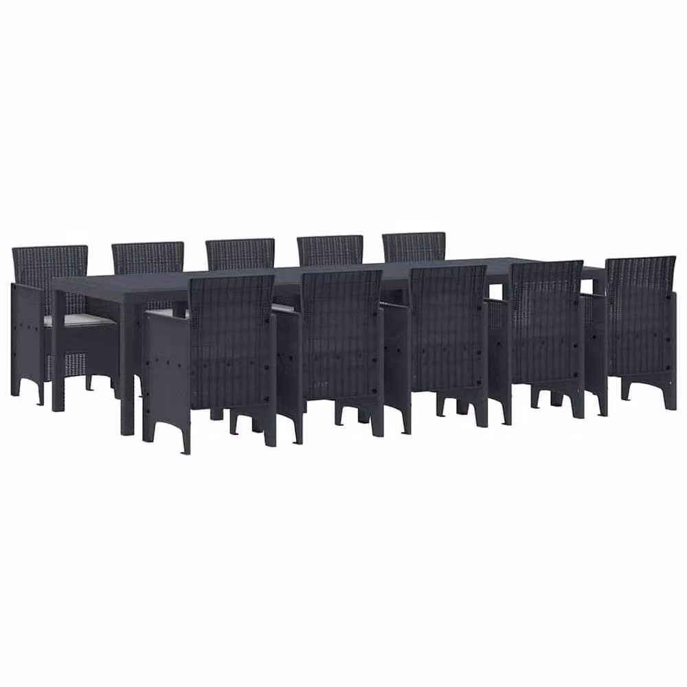 Berkfield Home Modern 11 Piece Anthracite Poly Rattan Garden Dining Set with Cushions – 3