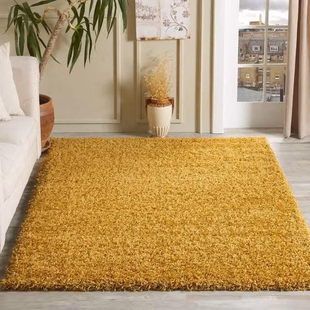 Smart Living Modern Shaggy Rug, Yellow, W: 160 cm, L: 230 cm