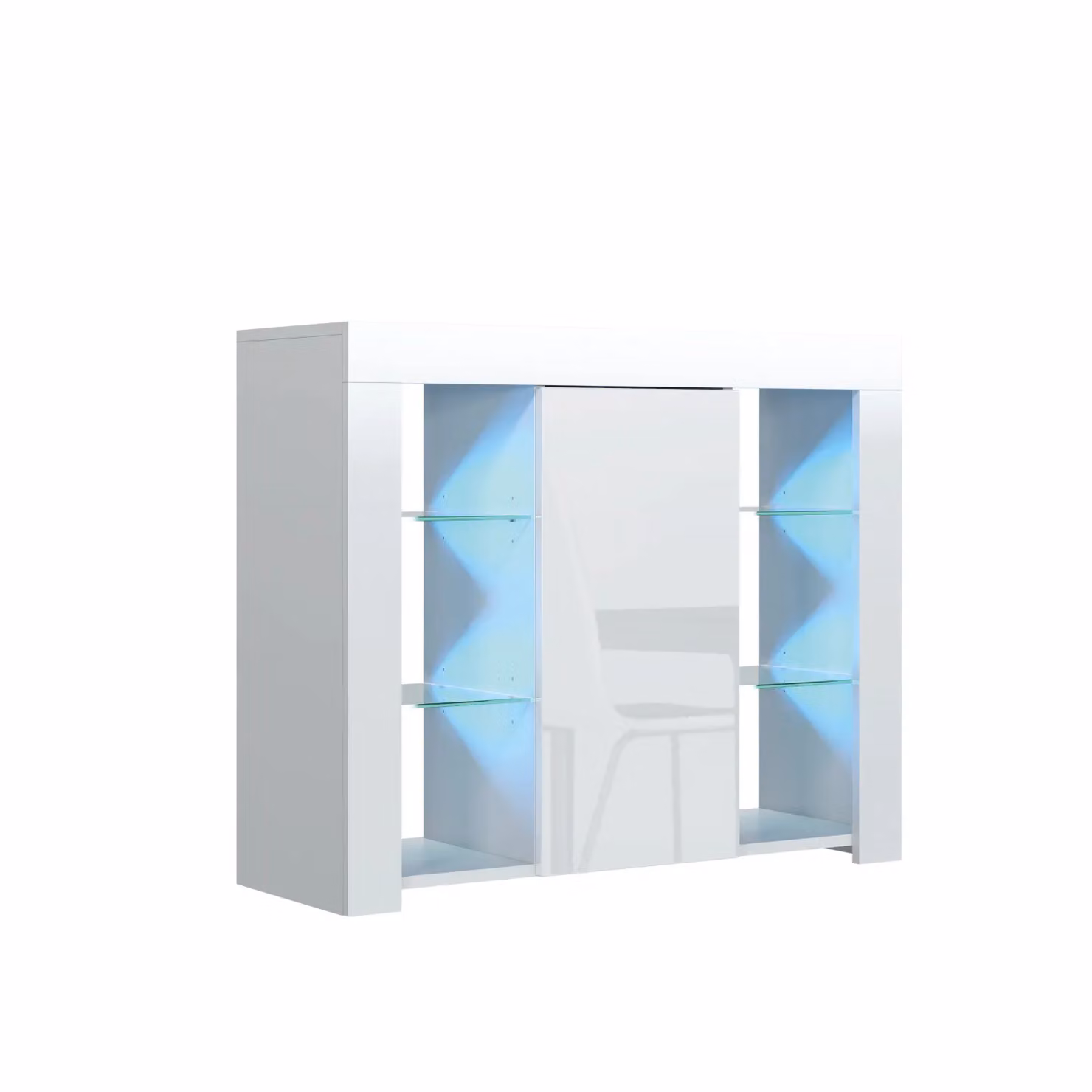 Mex Furniture LTD Modern White Gloss Sideboard with Integrated LED Lighting, W: 97 cm, H: 83 cm, D: 35 cm – 2