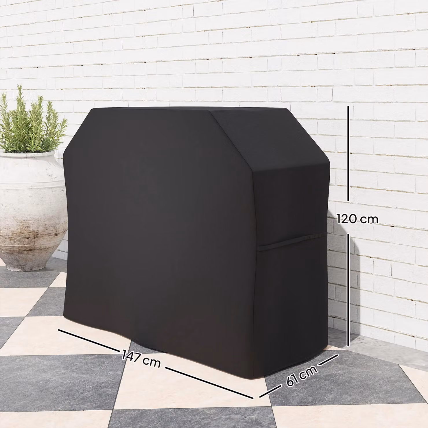 OUTSUNNY Waterproof Black Polyester Gas BBQ Cover, W/D/H: 147 x 61 x 120 cm – 3