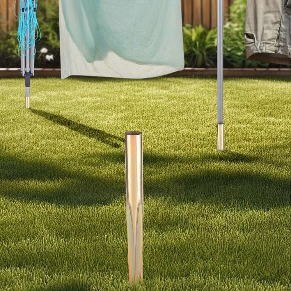 BARGAINS-GALORE 32mm Metal Rotary Airer Washing Line with Ground Spike in Gold – 2
