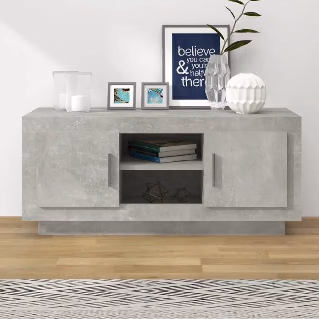 Berkfield Home Modern TV Cabinet in Concrete Grey, W/D/H: 102 x 35 x 45 cm