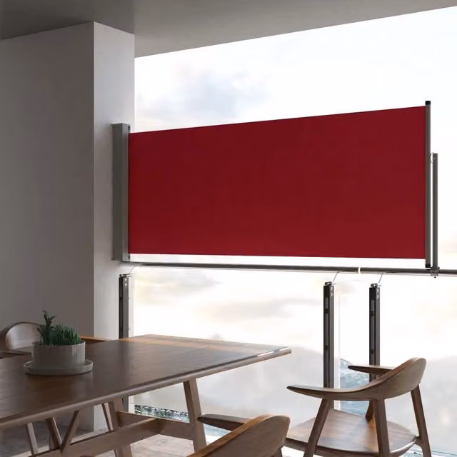 Berkfield Home Red Retractable Side Awning with Aluminium Frame and Polyester Fabric, W/H: 100 x 300 cm