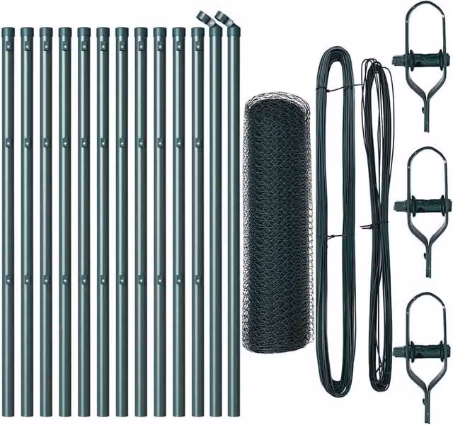 Berkfield Home Green Steel Hexagon In-Ground Fence, 0.8 x 25 m – 1