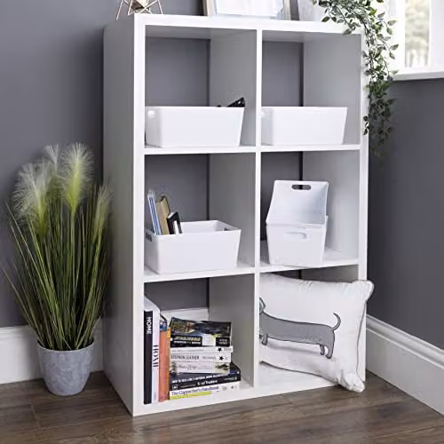 Wham Studio Rectangular Plastic Storage Baskets with Handles, White, 3.9L – 2