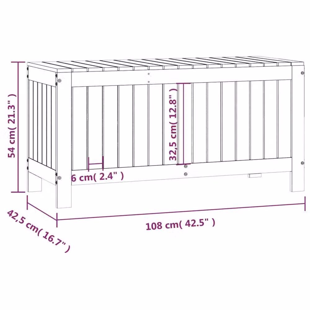 Berkfield Home Garden Storage Box in Honey Brown Solid Pine Wood, W: 108 cm, D: 42.5 cm, H: 54 cm – 4