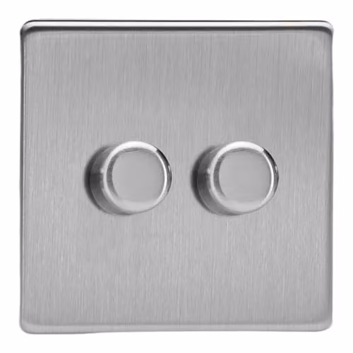 Varilight 2-Gang LED Dimmer Switch in Brushed Steel Grey