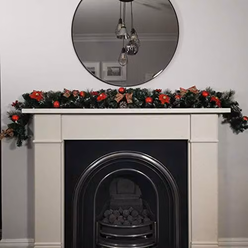 Premier 180cm Red Dressed Christmas Garland with Bows and Baubles – 4