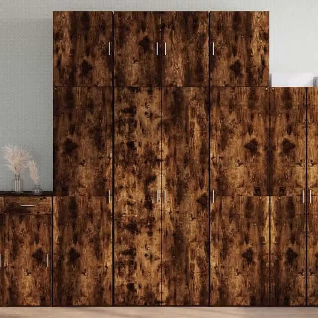 Berkfield Home Smoked Oak Highboard in Brown, W/D/H: 80 x 42.5 x 249 cm