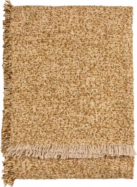 Doze Woven Fringed Throw in Biscuit Beige and Brown