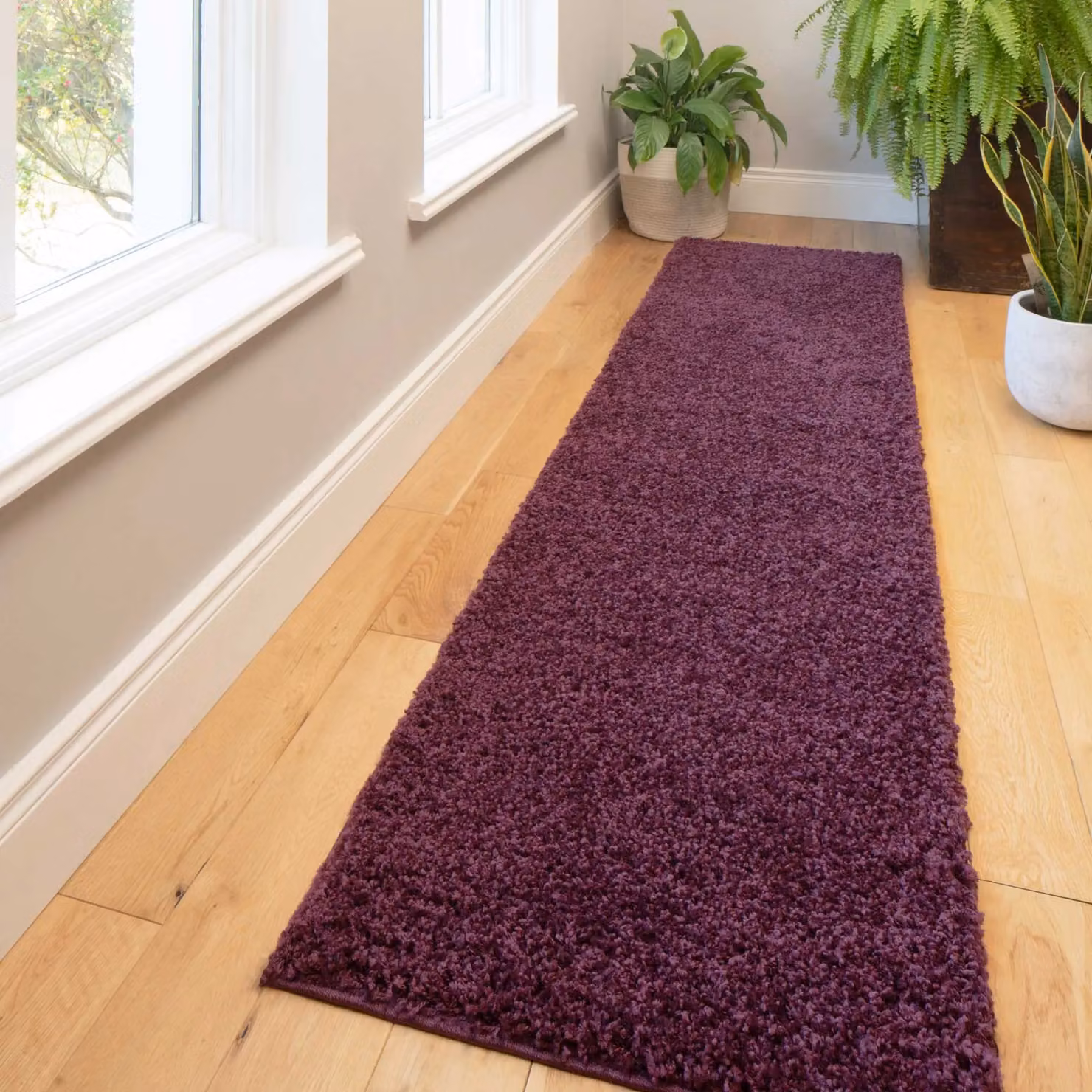 Kukoon Modern Rectangular Plain Rug in Purple, W/D: 180 x 270 cm – 3