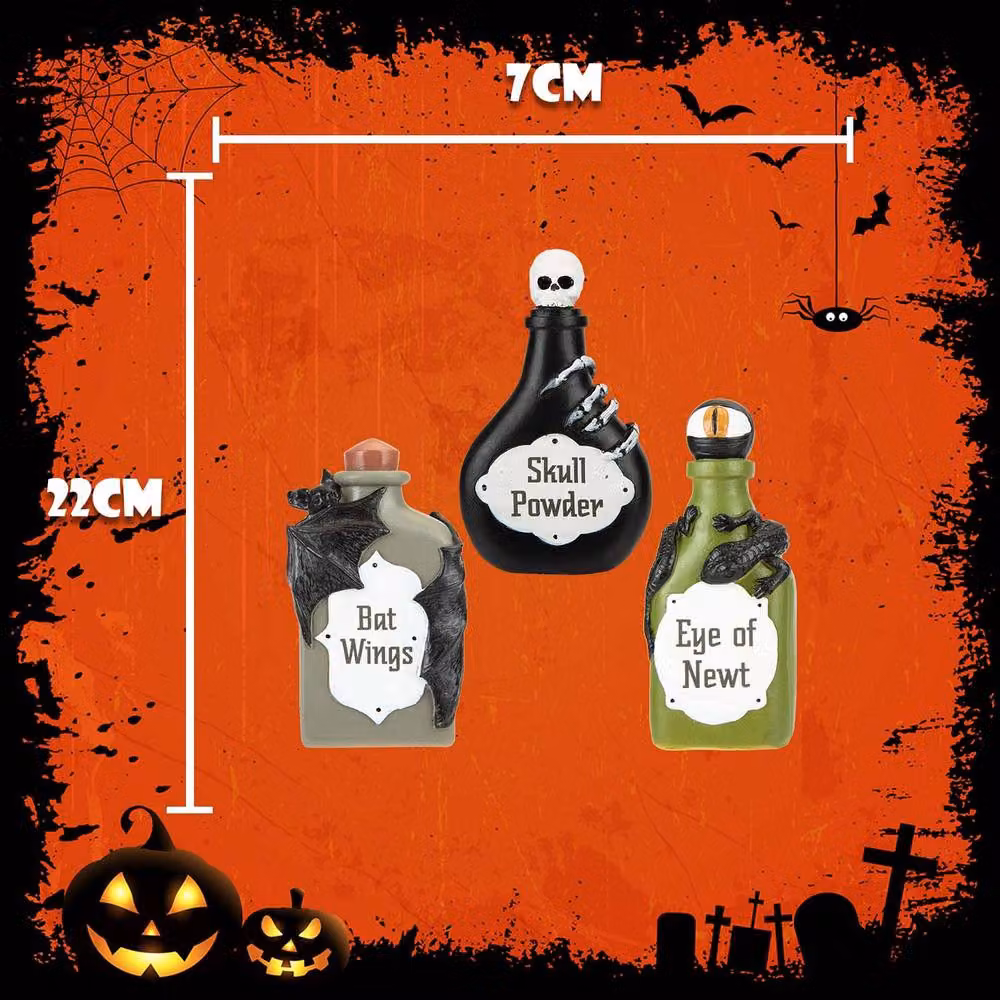 VFM e-Store Halloween Tabletop Bottle Decoration Accessories, 3 Pack, Grey, Black and Green – 2