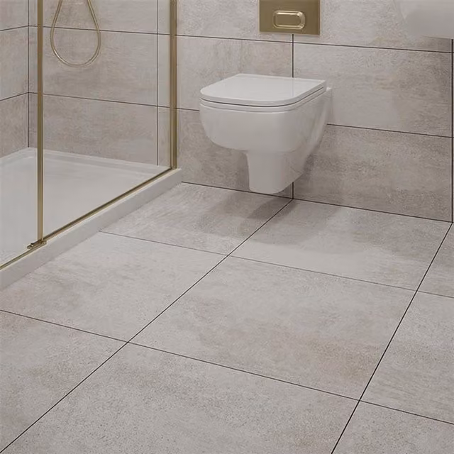 Pack of 4 Johnson Tiles Ashlar Grey Concrete Effect Porcelain Stoneware Floor Tiles