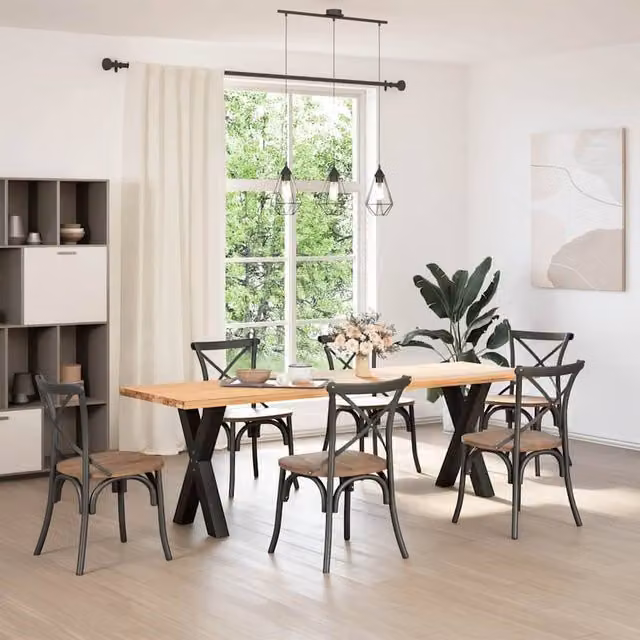 Berkfield Home X-Shaped Dining Table Legs, 2 Piece Set, Black Matt Steel, H: 72-73 cm, W: 60 cm