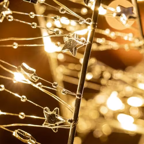 The Christmas Workshop Metal Christmas Star Light in White with LED Lights and Reflective Acrylic Beads, W/H: 50 x 50 cm – 6