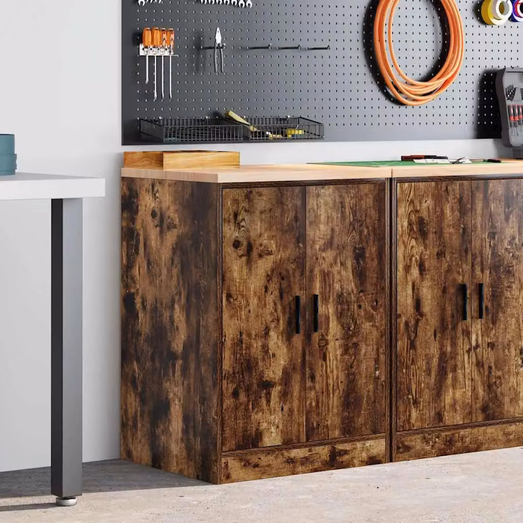 Berkfield Home Garage Storage Cabinet in Smoked Oak Brown, Solid Wood Pine, W/D/H: 60 x 51 x 85 cm – 3