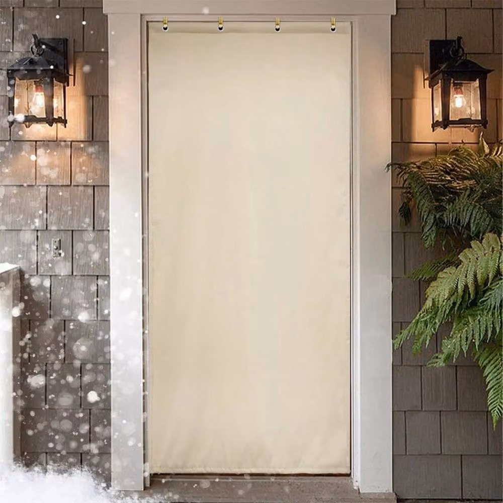 NESTLUNE Beige Thermal Insulated Waterproof Blackout Door Curtain, W: 81 cm, H: 205 cm – 2