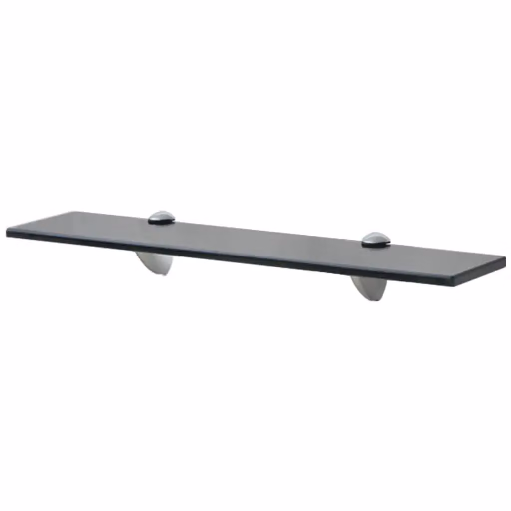 Berkfield Home Black Glass Floating Shelves, 2 Pack, W: 50 cm, D: 20 cm – 2