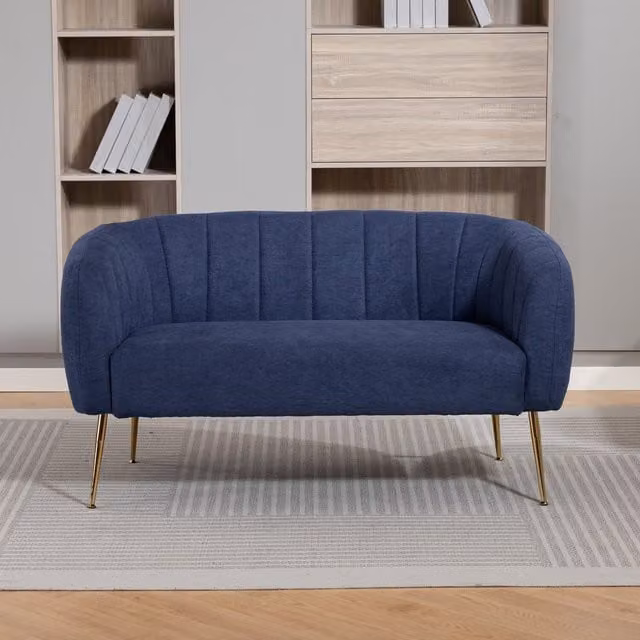 Artemis Home Stanton 2 Seat Upholstered Fabric Sofa in Blue