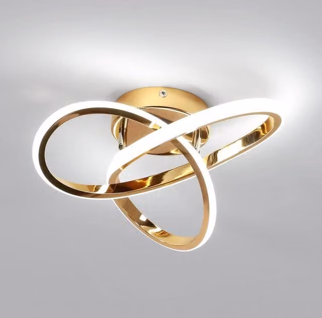 Pheashine Modern Gold LED Ring Ceiling Light with 6500K Cool White Illumination
