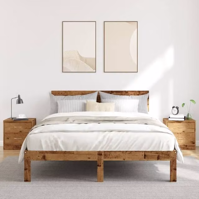 Berkfield Home Set of 2 Stylish Bedside Cabinets in Old Wood Brown, W/D/H: 40 x 30 x 40 cm – 1