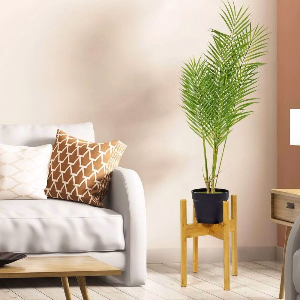 KORVIXA Adjustable Natural Bamboo Wooden Plant Pot Stand in Brown and Sand, Tabletop Mid-Century Style – 2