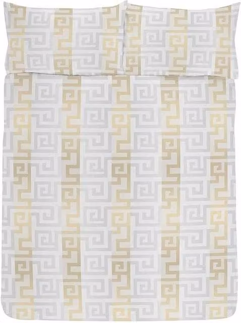 K Collection Athena Reversible Cotton Duvet Set and Pillowcase in Beige, W: 140 cm, L: 200 cm