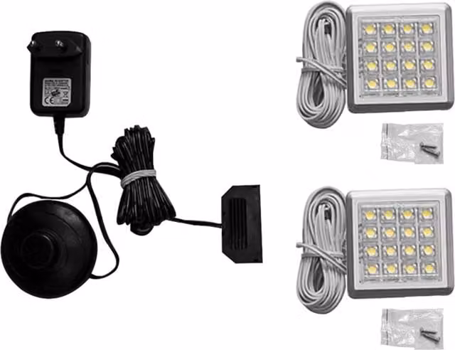 Furniture To Go White LED Recessed Down Light Set for Cabinets with Foot Switch
