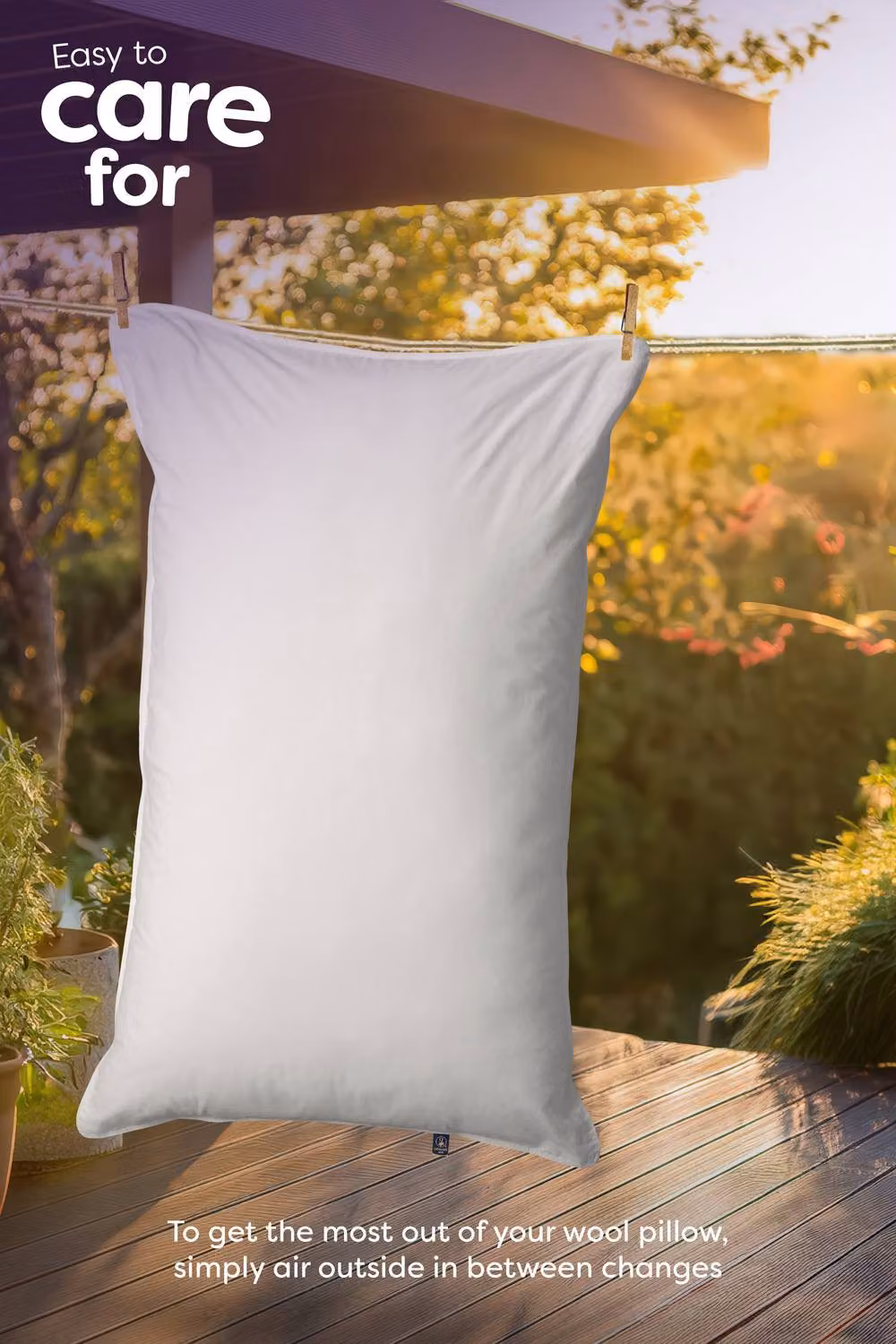 Slumberdown Wonderful Wool Medium Support Pillow with White Cotton Cover, W: 48 cm, H: 74 cm – 6