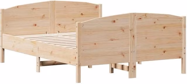 Berkfield Home Beautiful Solid Wood Pine Bed Frame in Beige, W/D/H: 190 x 140 x 74.5 cm