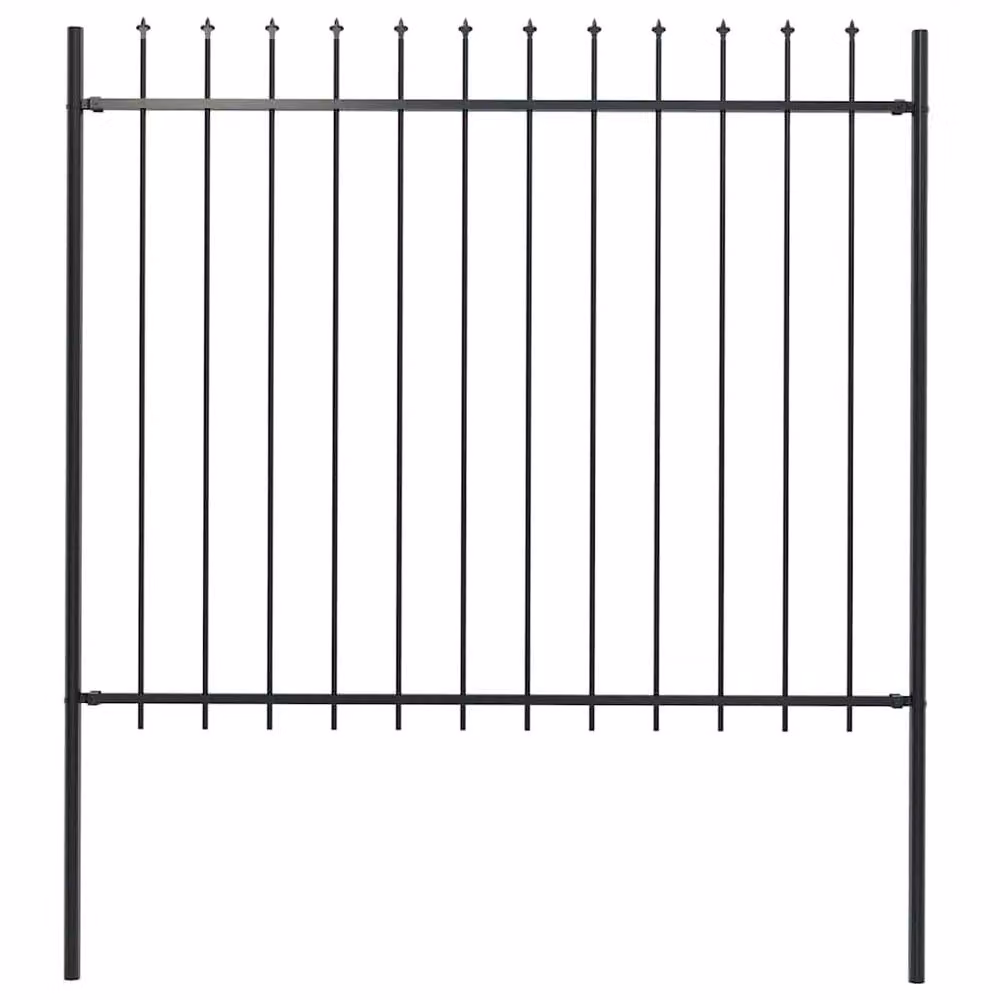 Berkfield Home Elegant Spear Top Steel Garden Fence, Black, W: 1.7 m, H: 1.5 m