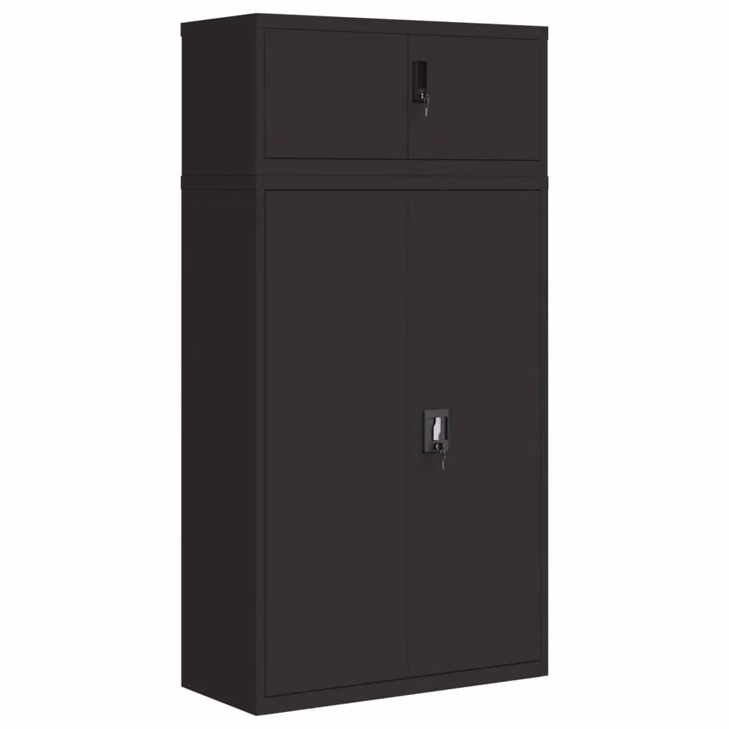 Berkfield Home Black Steel File Cabinet with Hinged Doors and Lock, W/D/H: 90 x 40 x 180 cm – 2