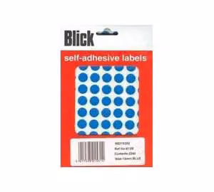 Blick Blue Self Adhesive Coloured Dot Circle Labels, 13mm, 2240 Pack