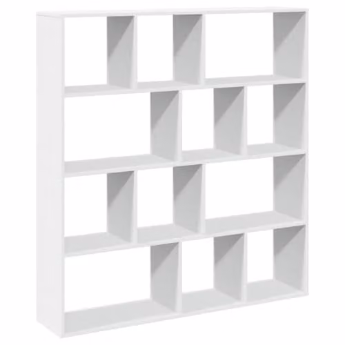 vidaXL White MDF Book Cabinet, W: 132 cm, D: 29 cm, H: 141.5 cm