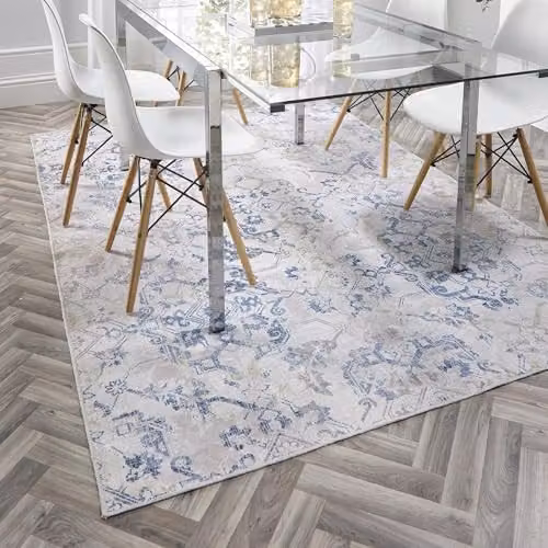 Phoenox Textiles Limited Origins Washable Florence Chenille Rug in Blue, Green and White, W: 160 cm, L: 230 cm – 2