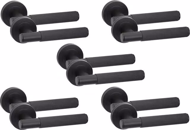 Golden Grace Matt Black T-Bar Door Handles, 5 Pairs